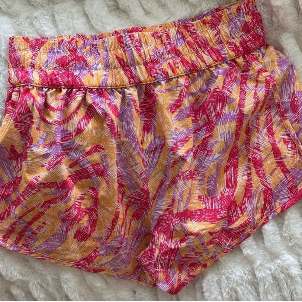 DSG Pink and Yellow Athletic Shorts with Tie-Dye Design